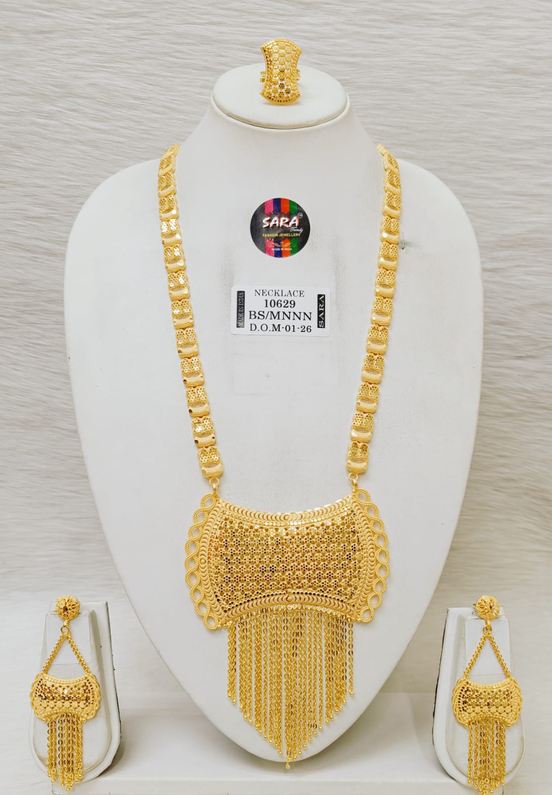 Long Layered Leaf Necklace Set